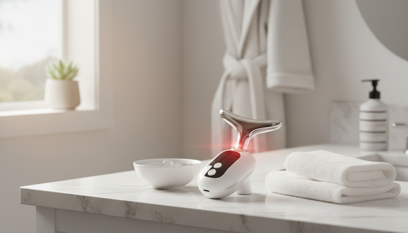 Face & Neck Massager Routine: Light, Heat & Vibration