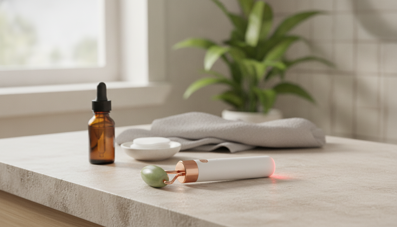 Electric Jade Roller with Red & Blue Light: 5-Min Routine